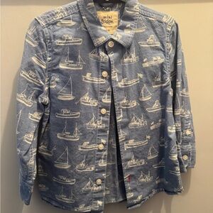 Mini Boden Kids Jean Jacket with Boat Print